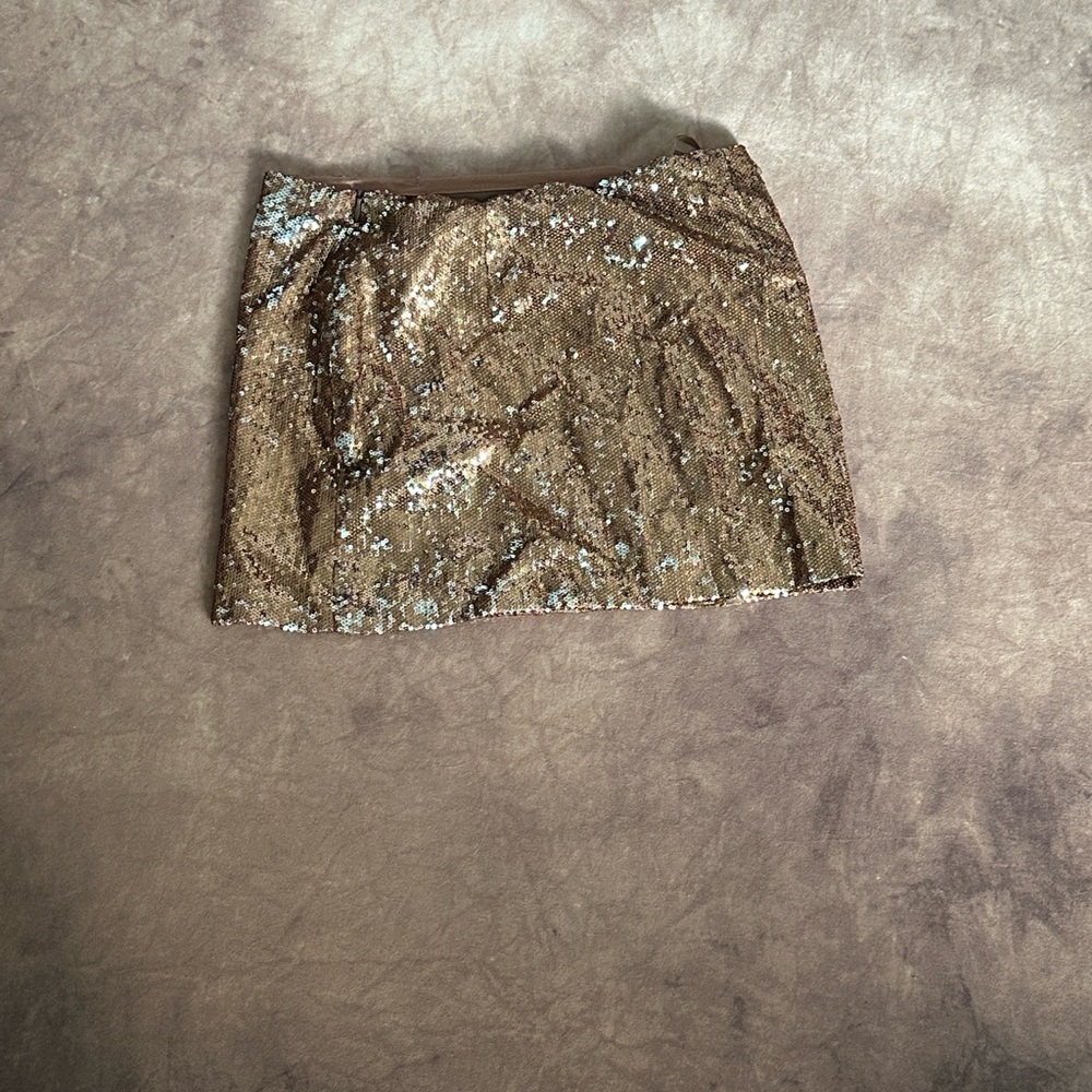 Sparkling Sequin Mini Skirt in Bronze and Silver